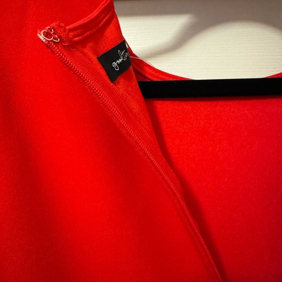 Red Sheath Dress with Bishop Sleeves and Embellished Buckle - Picture 12 of 16